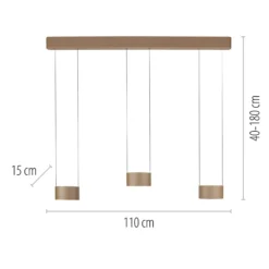 Lámpara colgante LED PURE Clipse, color bronce, longitud 110 cm, CCT, 6 luces