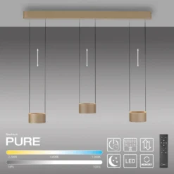 Lámpara colgante LED PURE Clipse, color bronce, longitud 110 cm, CCT, 6 luces
