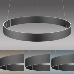 lámpara colgante LED PURE E-Clipse, gris místico, Ø 70 cm, CCT