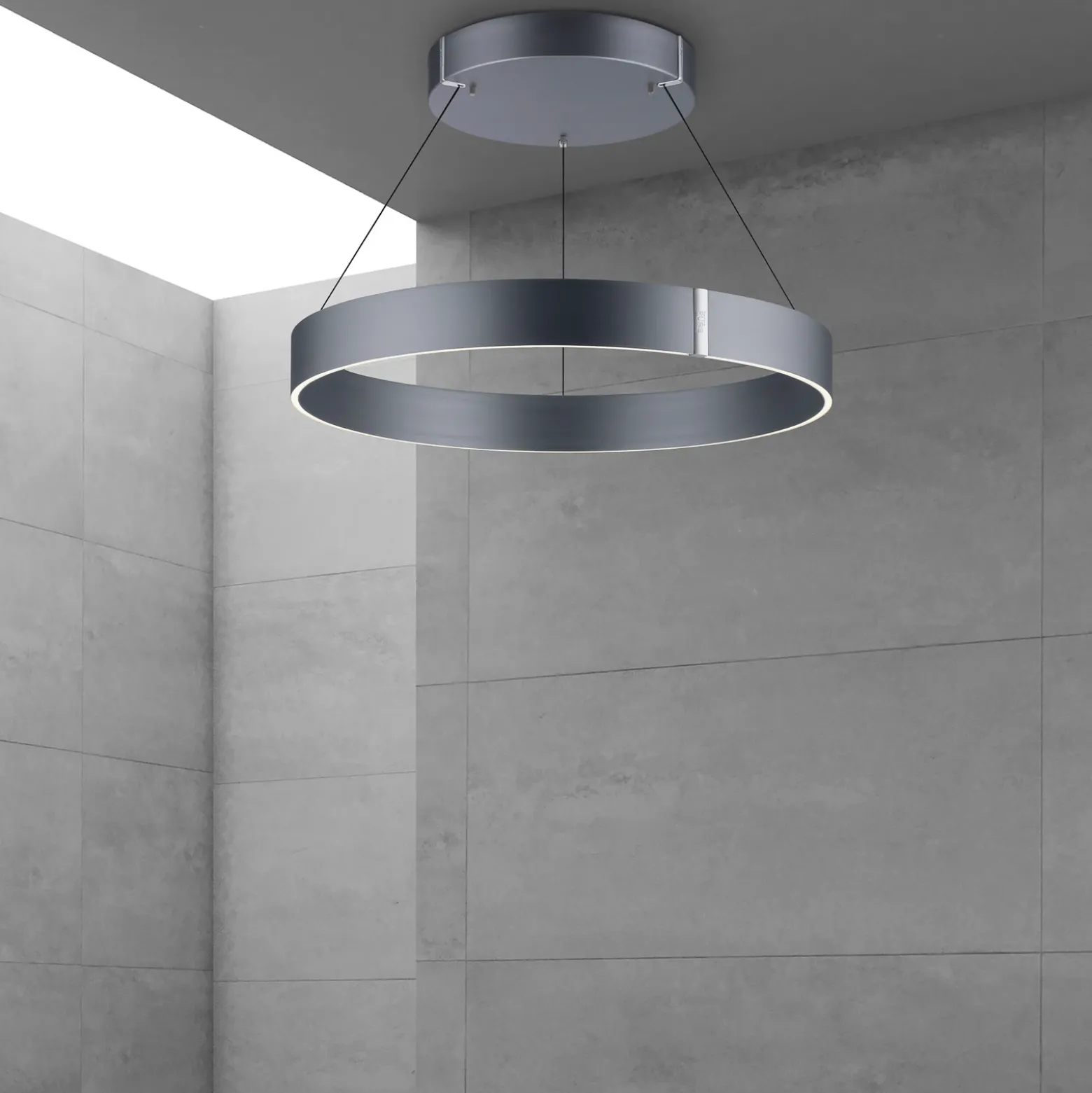 lámpara colgante LED PURE E-Clipse, gris místico, Ø 70 cm, CCT