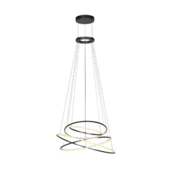 Lámpara colgante LED PURE E-Flying Rings, gris místico, Ø110 cm, CCT