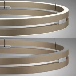 Lámpara colgante LED PURE E-Loop, color bronce, Ø 50 cm, aluminio CCT
