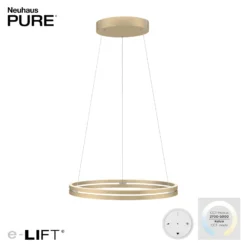 Lámpara colgante LED PURE E-Loop, marfil dorado, Ø 70 cm, aluminio, CCT