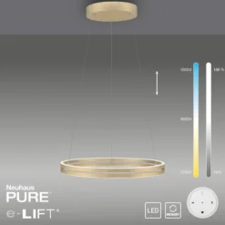 Lámpara colgante LED PURE E-Loop, marfil dorado, Ø 70 cm, aluminio, CCT