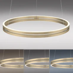 Lámpara colgante LED PURE E-Loop, marfil dorado, Ø 70 cm, aluminio, CCT