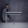Lámpara colgante LED PURE E-Loop, roble/perla negra, Ø 70 cm aluminio, CCT