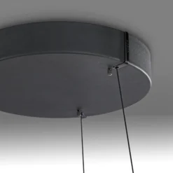 Lámpara colgante LED PURE E-Loop, roble/perla negra, Ø 70 cm aluminio, CCT
