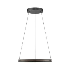 Lámpara colgante LED PURE E-Loop, roble/perla negra, Ø 70 cm aluminio, CCT