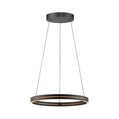 Lámpara colgante LED PURE E-Loop, roble/perla negra, Ø 70 cm aluminio, CCT