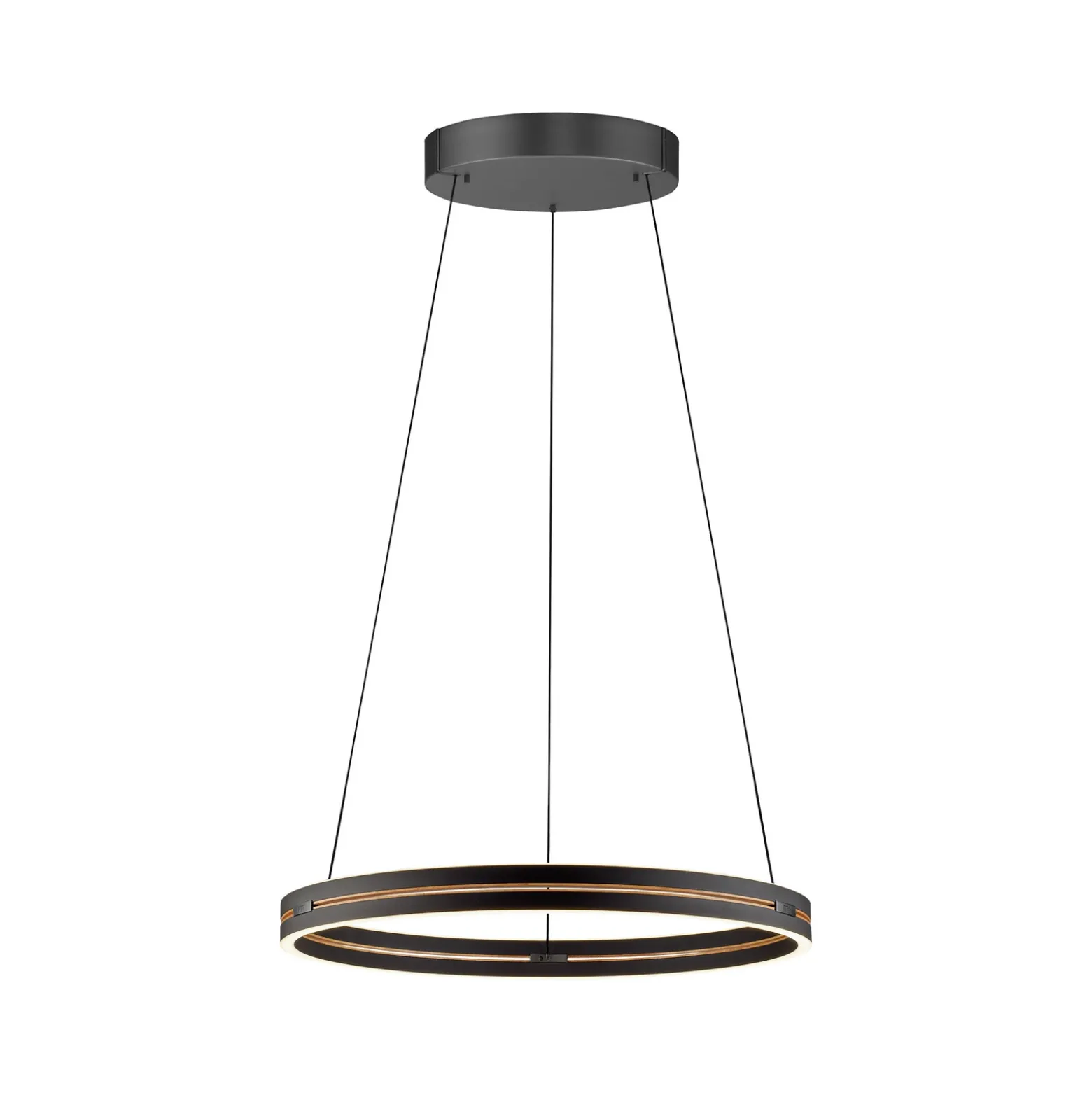 Lámpara colgante LED PURE E-Loop, roble/perla negra, Ø 70 cm aluminio, CCT