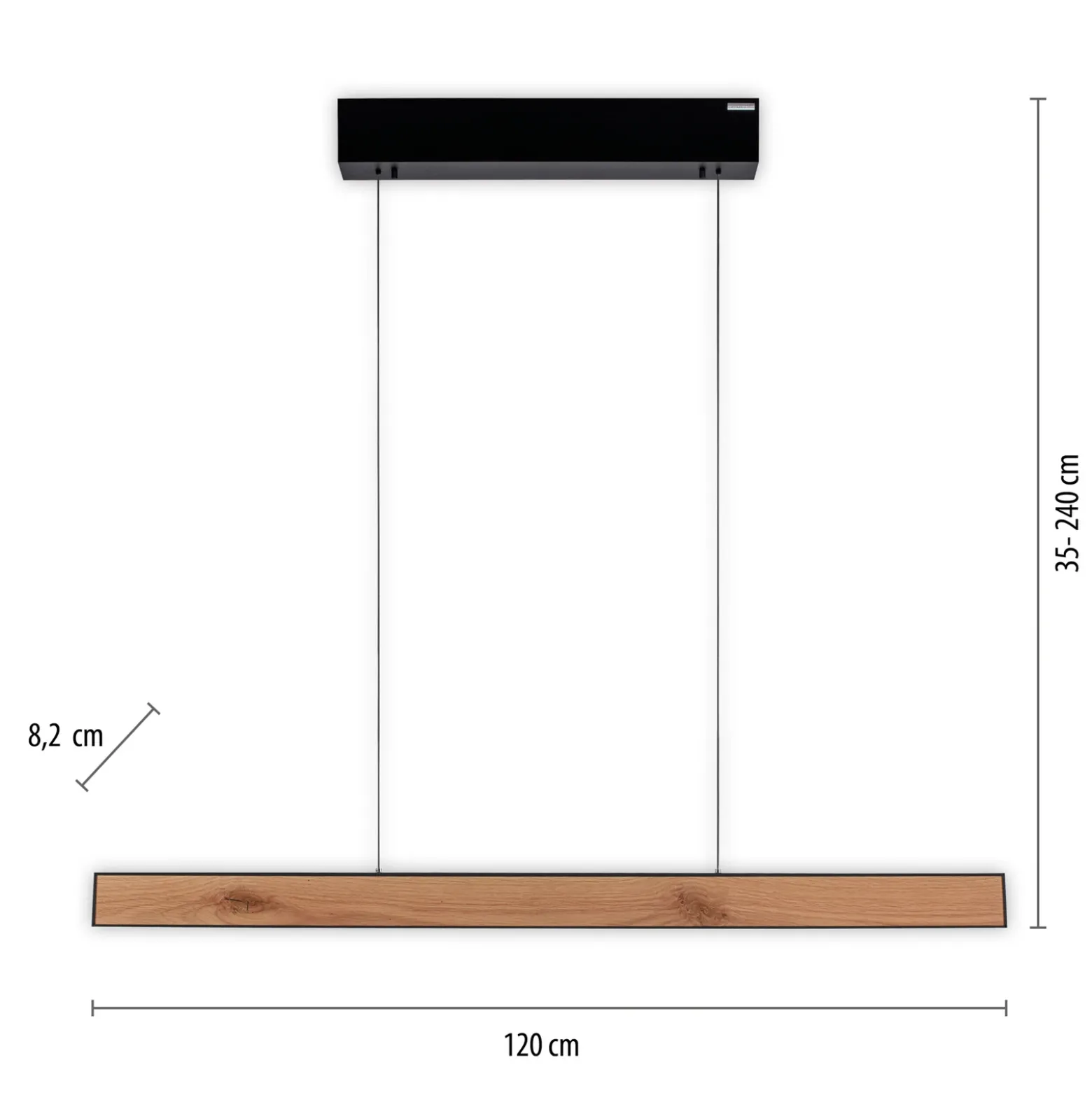 lámpara colgante LED PURE E-Motion, roble/perla negra, CCT
