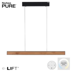 lámpara colgante LED PURE E-Motion, roble/perla negra, CCT