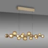 lámpara colgante LED PURE E-Popup, bronce, cristal, CCT, 18 lámparas.