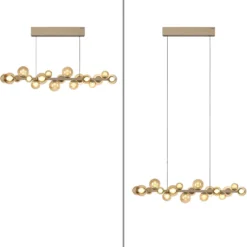 lámpara colgante LED PURE E-Popup, bronce, cristal, CCT, 18 lámparas.