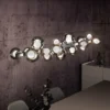 lámpara colgante LED PURE E-Popup, platino, cristal, CCT, 18 lámparas.
