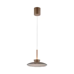 lámpara colgante LED PURE Moon, bronce, cristal ámbar (oscuro), Ø32 cm