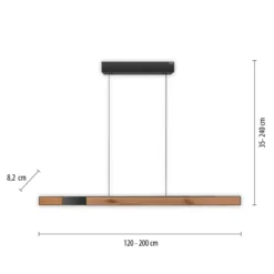 Lámpara colgante LED PURE Moto-Rise, roble/perla negra, aluminio, CCT