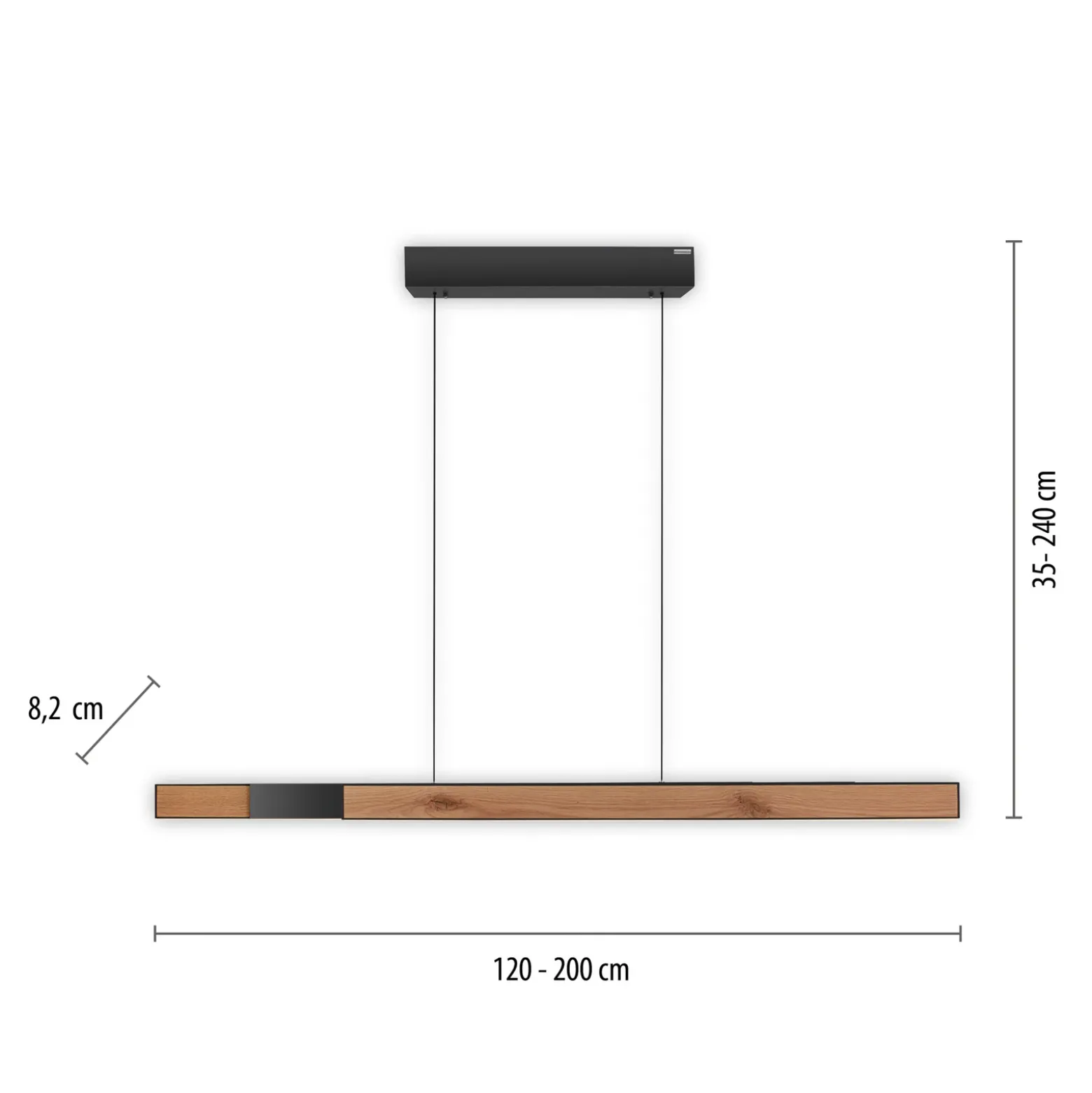 Lámpara colgante LED PURE Moto-Rise, roble/perla negra, aluminio, CCT