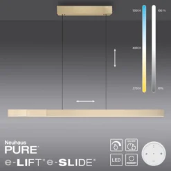 lámpara colgante LED PURE Moto-Rise, oro imperial, aluminio, CCT