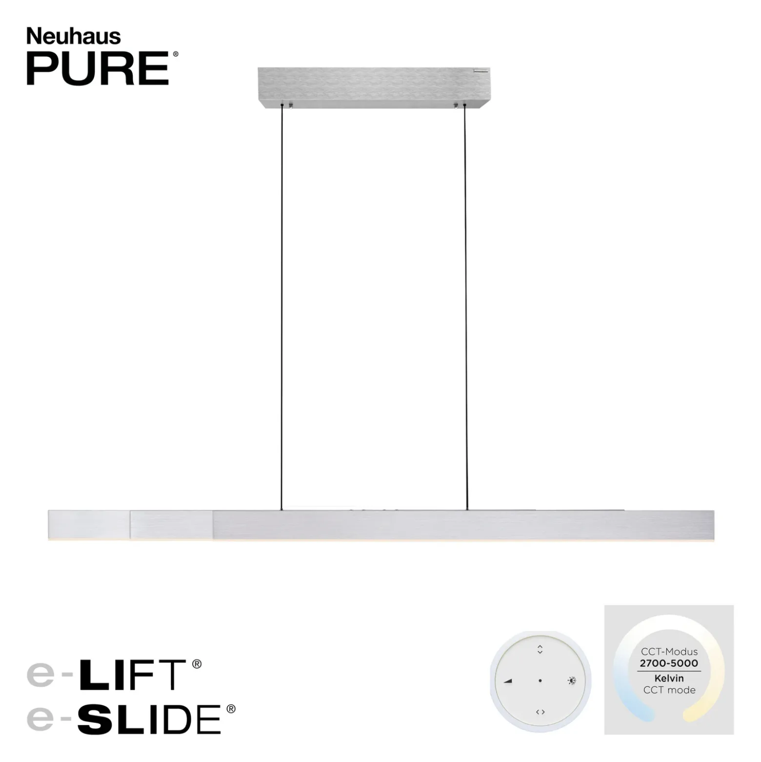lámpara colgante LED PURE Moto-Rise, diamante, aluminio, CCT