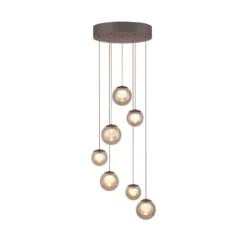Lámpara colgante LED PURE Popup, bronce/ámbar, Ø 40 cm, 7 luces