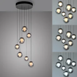 Lámpara colgante LED PURE Popup, gris/gris ahumado, Ø 40 cm, 7 luces