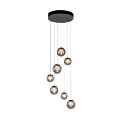 Lámpara colgante LED PURE Popup, gris/gris ahumado, Ø 40 cm, 7 luces