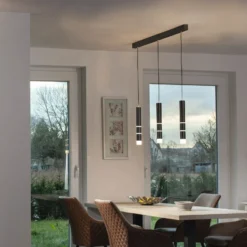 Lámpara colgante LED PURE Vega, tres cilindros, negra