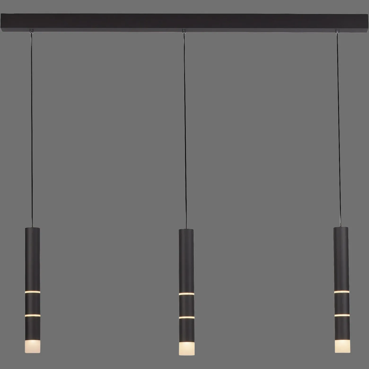 Lámpara colgante LED PURE Vega, tres cilindros, negra