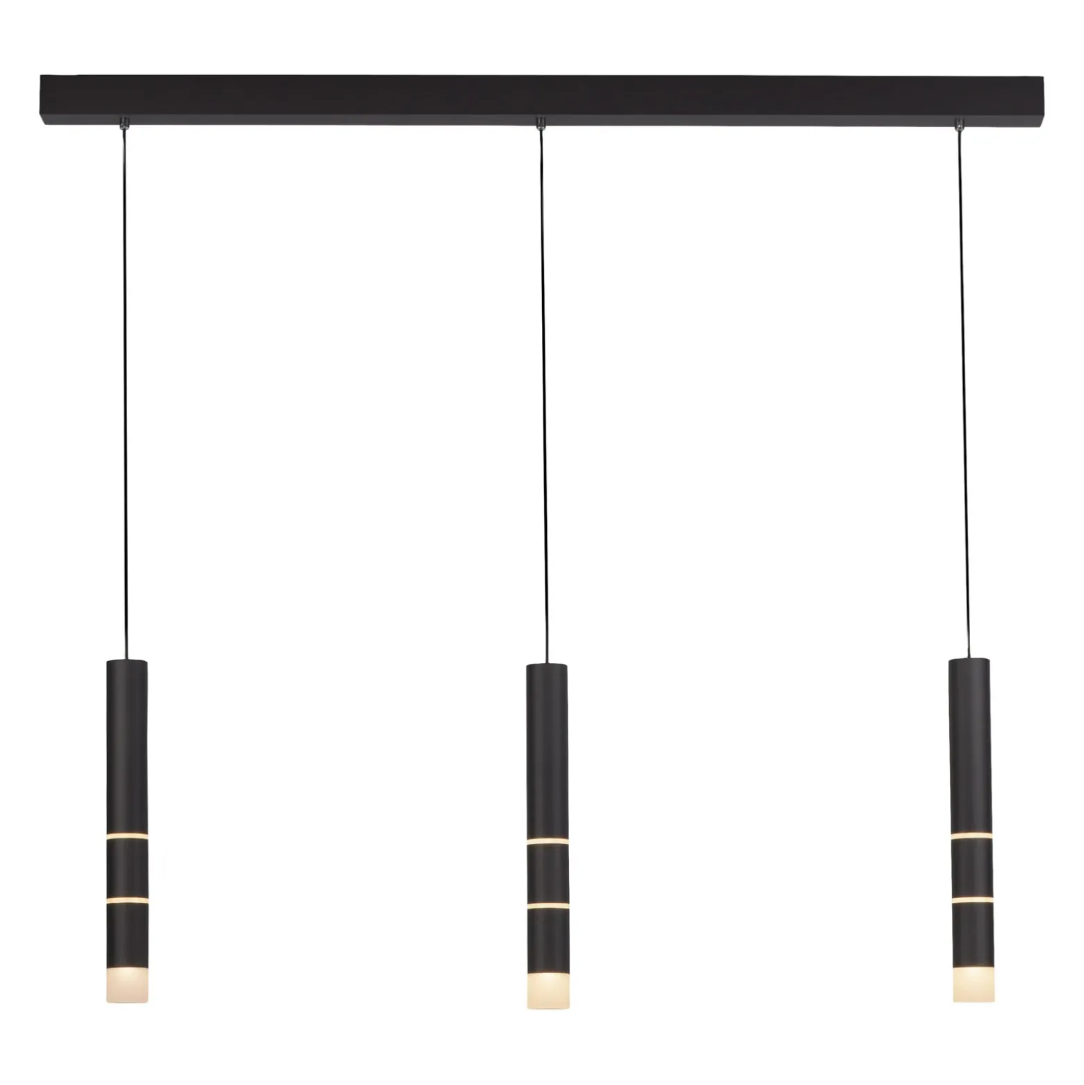 Lámpara colgante LED PURE Vega, tres cilindros, negra