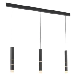 Lámpara colgante LED PURE Vega, tres cilindros, negra