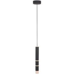 Lámpara colgante LED PURE Vega, cilíndrica, negra