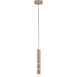 Lámpara colgante LED PURE Vega, cilíndrica, latón