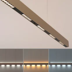 Lámpara colgante LED Q-Stretto de Paul Neuhaus, bronce, 120 cm