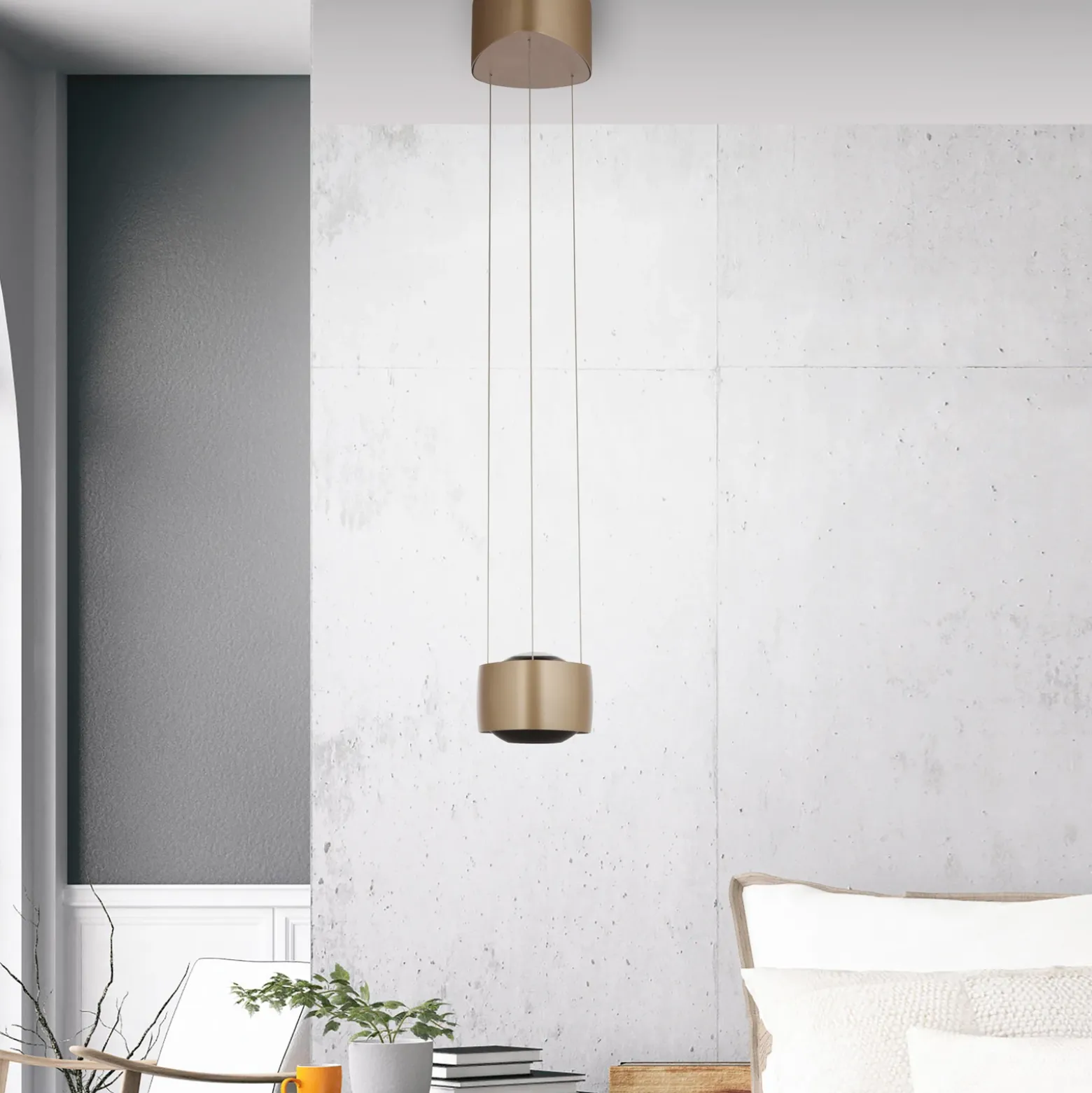 Lámpara colgante LED Q-Stretto de Paul Neuhaus, bronce, 14,5 cm
