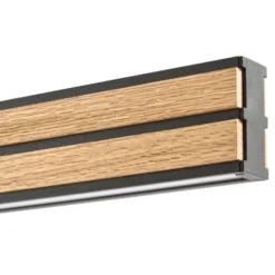 Lámpara colgante LED Quitani Lisene, roble/negro, CCT, 117 cm, atenuable.