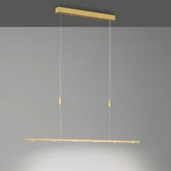 Lámpara colgante LED Quitani Tolu, longitud 119 cm, latón