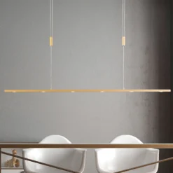 Lámpara colgante LED Quitani Tolu, longitud 119 cm, latón