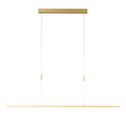 Lámpara colgante LED Quitani Tolu, longitud 139 cm, latón