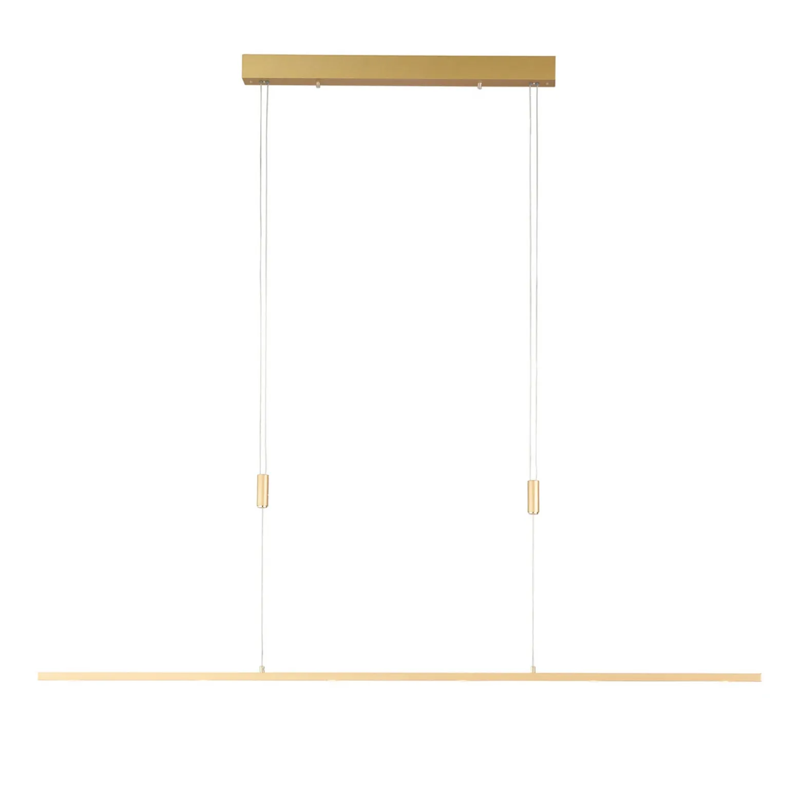 Lámpara colgante LED Quitani Tolu, longitud 139 cm, latón