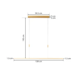Lámpara colgante LED Quitani Tolu, longitud 139 cm, latón