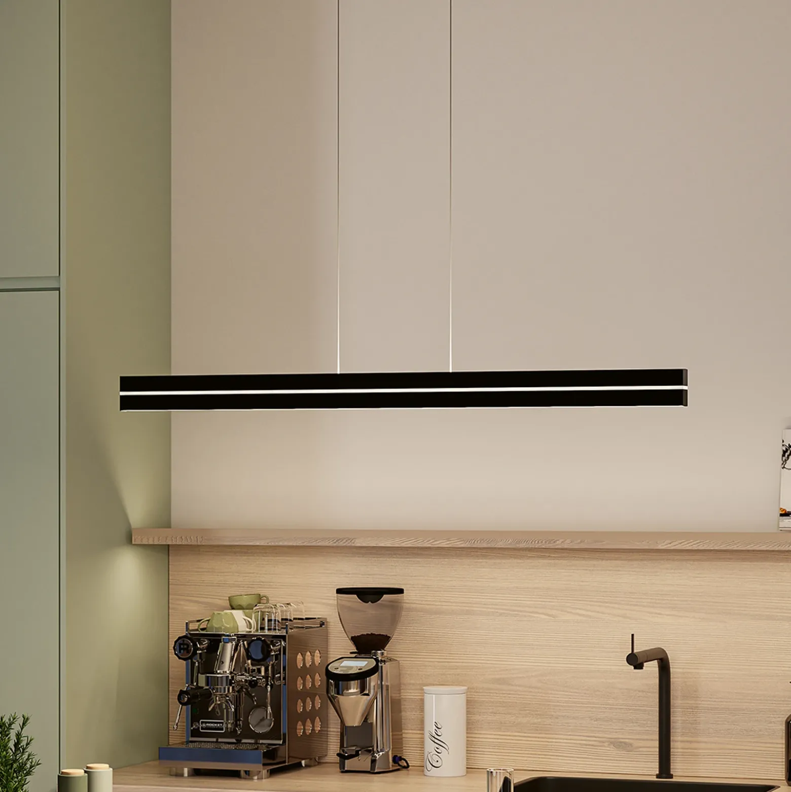 Lámpara colgante LED Raiko de Paulmann, negra, 100 cm, RGBW, atenuable.