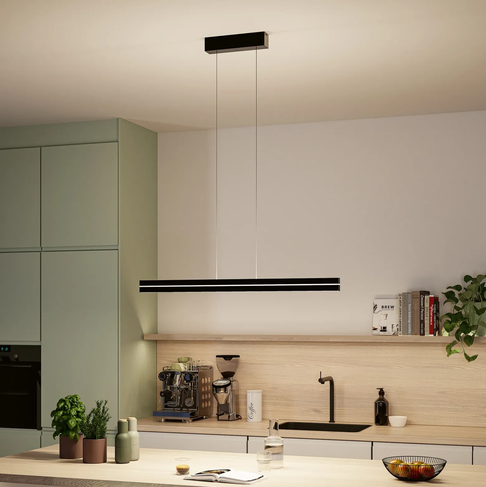 Lámpara colgante LED Raiko de Paulmann, negra, 100 cm, RGBW, atenuable.