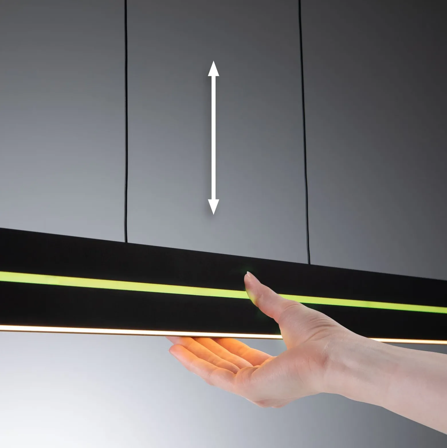 Lámpara colgante LED Raiko de Paulmann, negra, 100 cm, RGBW, atenuable.
