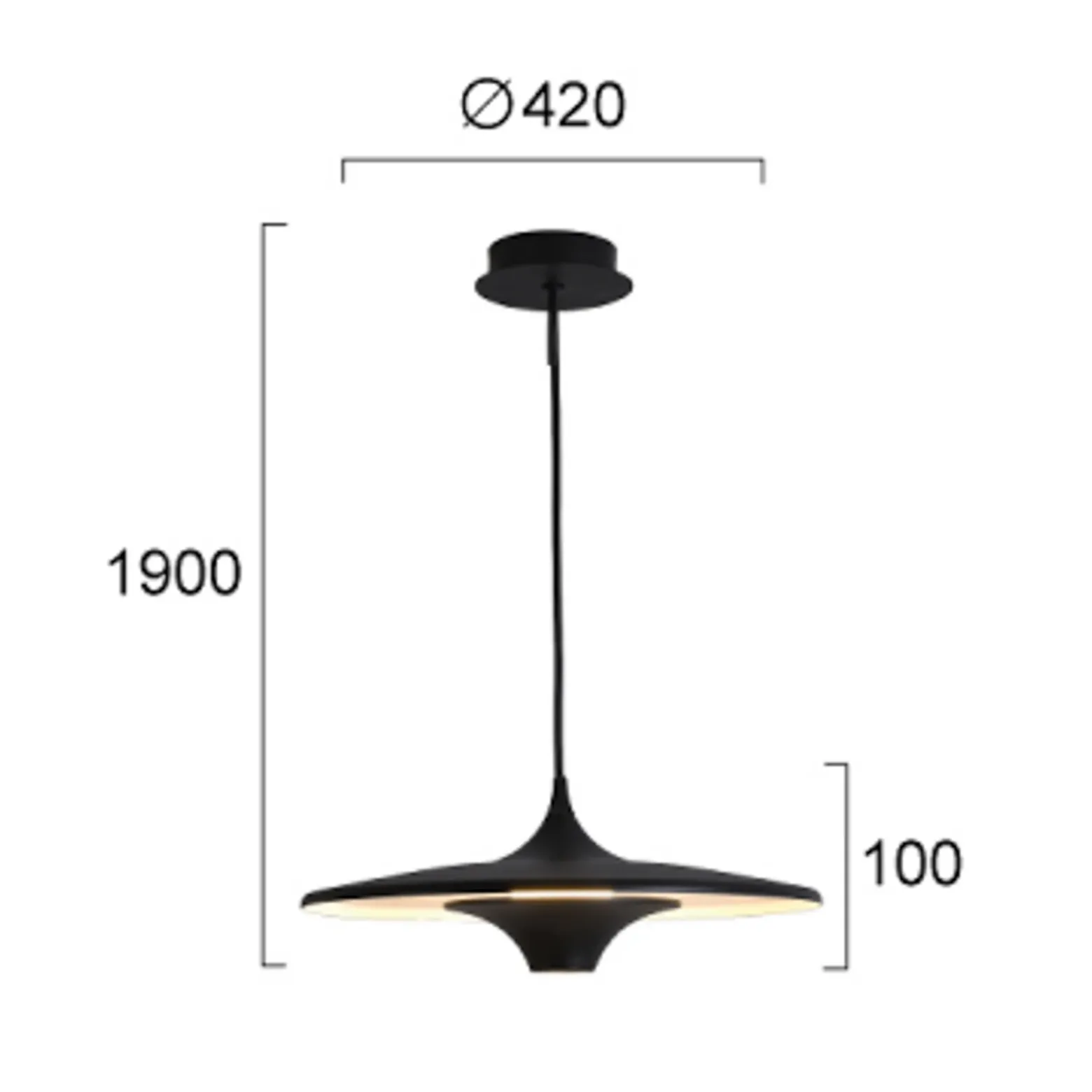 lámpara colgante LED Rene, negra, Ø 42 cm, metal