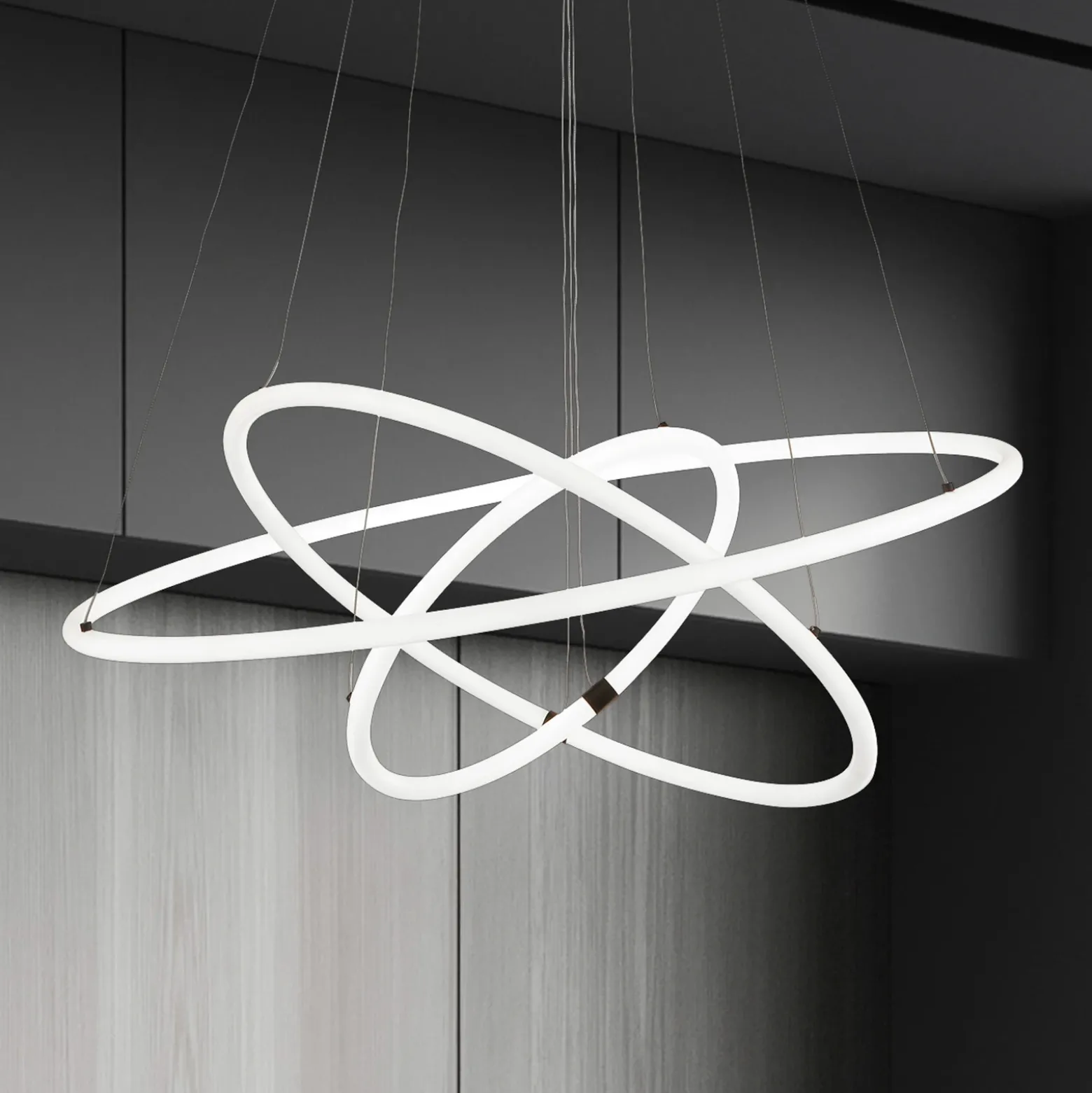 Lámpara colgante LED Revolve, 3 luces, blanca, acrílica, atenuable
