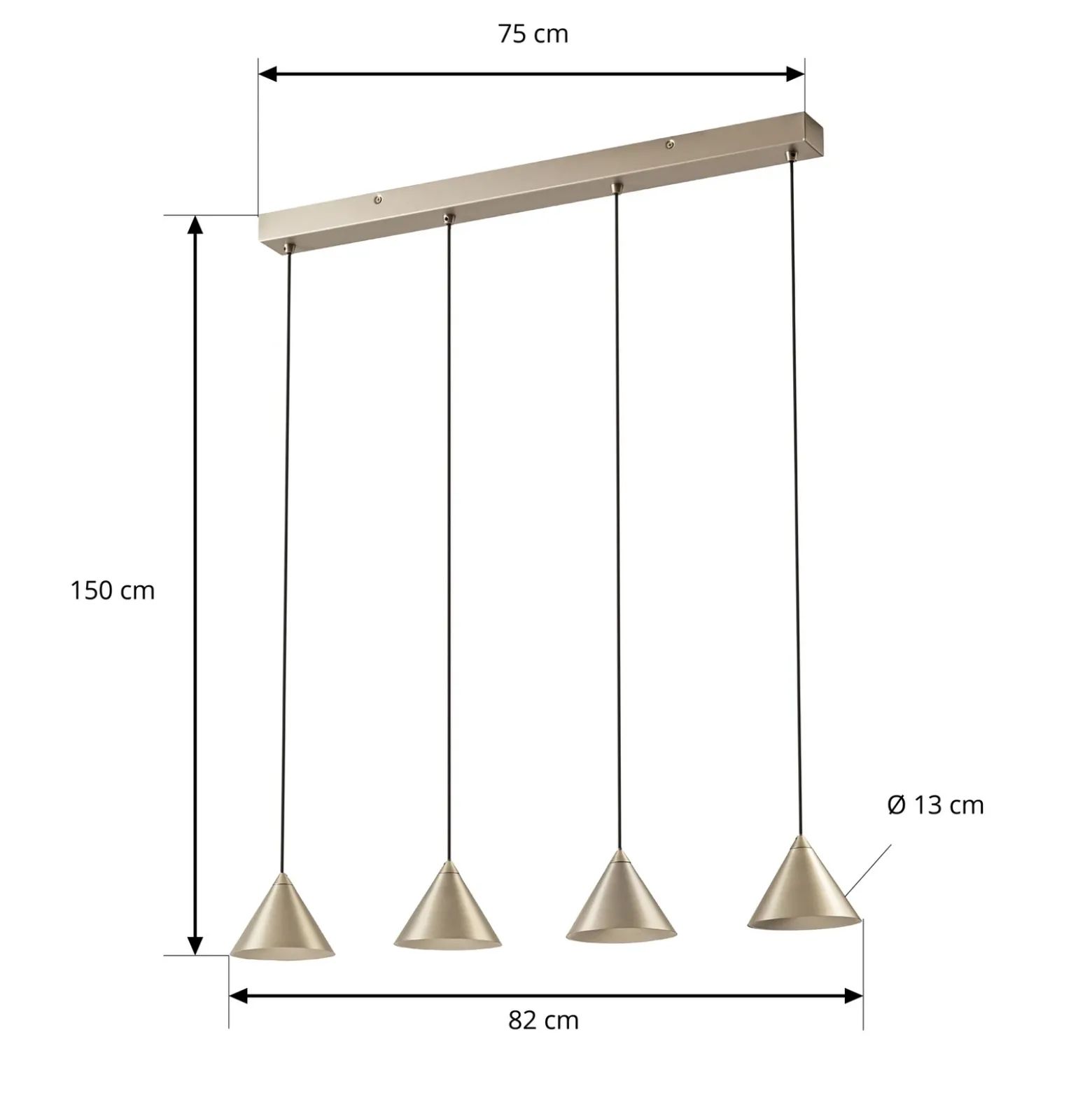 Lámpara colgante LED Rhodes de Lucande, 4 luces, níquel, 82 cm