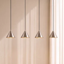 Lámpara colgante LED Rhodes de Lucande, 4 luces, níquel, 82 cm