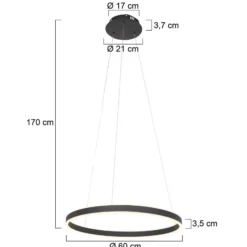 Lámpara colgante LED Ringlux Ø 60cm 2 luces negro