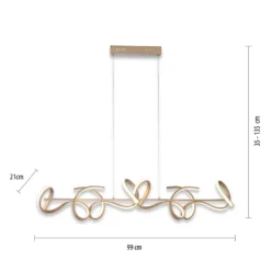 Lámpara colgante LED Rizos, latón, metal, 99 cm de largo, atenuable